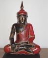 Bouddha assis en bois coloré